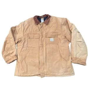 VTG Carhartt Men’s C03 BRN Artic Quilted‎ Lined Jacket Coat Size 50 USA MADE Tan